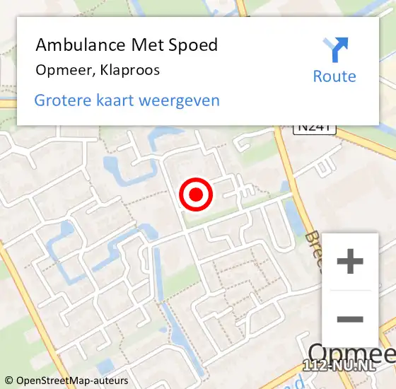 Locatie op kaart van de 112 melding: Ambulance Met Spoed Naar Opmeer, Klaproos op 28 juni 2023 10:10