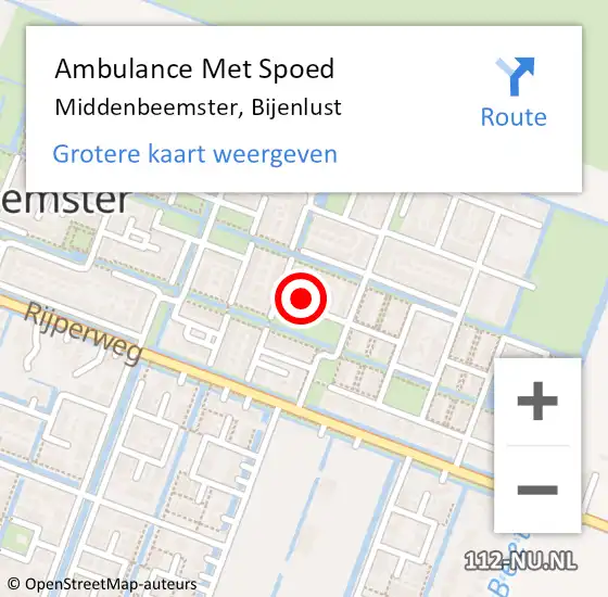 Locatie op kaart van de 112 melding: Ambulance Met Spoed Naar Middenbeemster, Bijenlust op 28 juni 2023 10:14