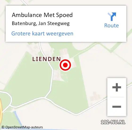 Locatie op kaart van de 112 melding: Ambulance Met Spoed Naar Batenburg, Jan Steegweg op 30 augustus 2014 17:19