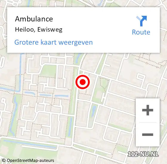 Locatie op kaart van de 112 melding: Ambulance Heiloo, Ewisweg op 28 juni 2023 10:24