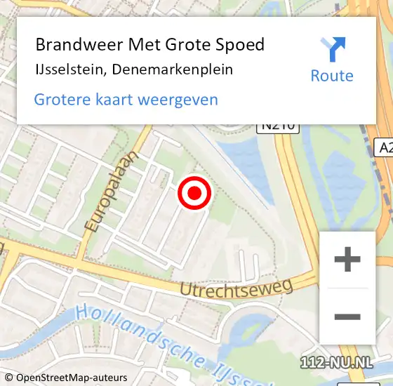 Locatie op kaart van de 112 melding: Brandweer Met Grote Spoed Naar IJsselstein, Denemarkenplein op 28 juni 2023 10:51