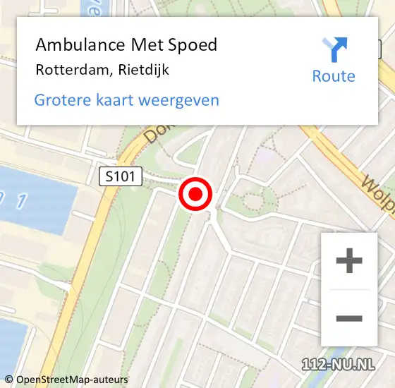 Locatie op kaart van de 112 melding: Ambulance Met Spoed Naar Rotterdam, Rietdijk op 28 juni 2023 11:12