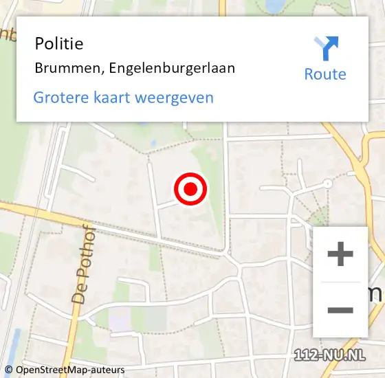 Locatie op kaart van de 112 melding: Politie Brummen, Engelenburgerlaan op 28 juni 2023 11:44