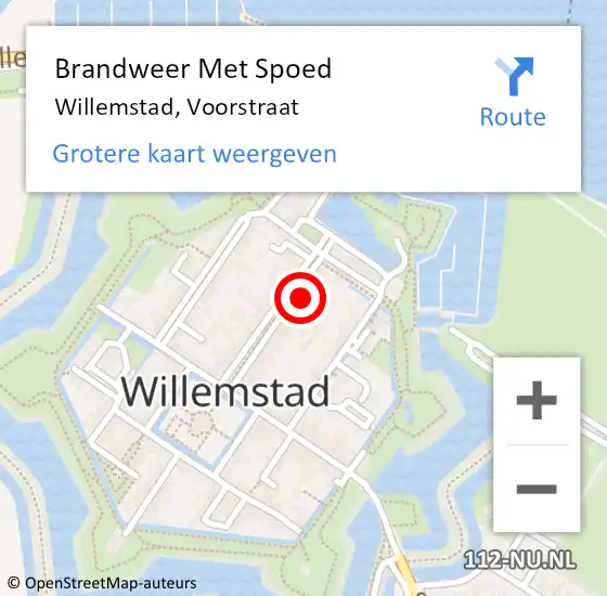 Locatie op kaart van de 112 melding: Brandweer Met Spoed Naar Willemstad, Voorstraat op 28 juni 2023 11:50