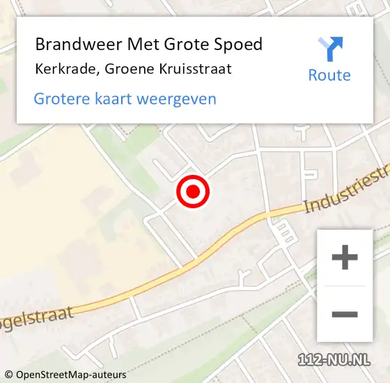 Locatie op kaart van de 112 melding: Brandweer Met Grote Spoed Naar Kerkrade, Groene Kruisstraat op 28 juni 2023 12:02