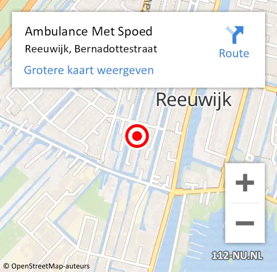 Locatie op kaart van de 112 melding: Ambulance Met Spoed Naar Reeuwijk, Bernadottestraat op 28 juni 2023 12:30