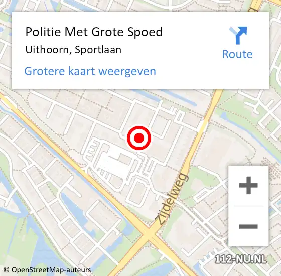 Locatie op kaart van de 112 melding: Politie Met Grote Spoed Naar Uithoorn, Sportlaan op 28 juni 2023 12:31