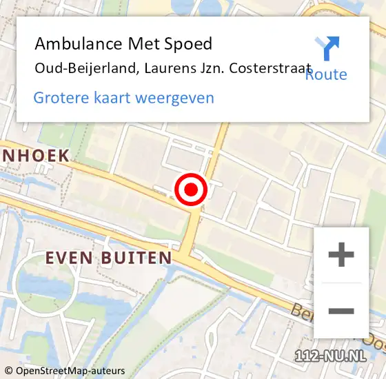 Locatie op kaart van de 112 melding: Ambulance Met Spoed Naar Oud-Beijerland, Laurens Jzn. Costerstraat op 28 juni 2023 12:39