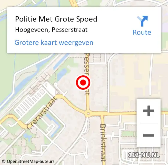 Locatie op kaart van de 112 melding: Politie Met Grote Spoed Naar Hoogeveen, Pesserstraat op 28 juni 2023 12:59