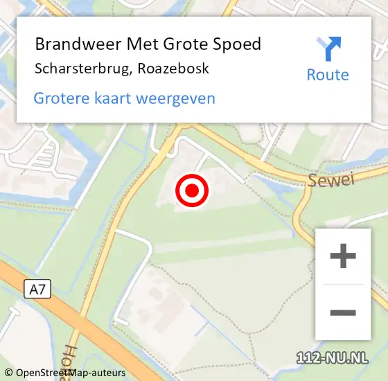 Locatie op kaart van de 112 melding: Brandweer Met Grote Spoed Naar Scharsterbrug, Roazebosk op 28 juni 2023 13:10