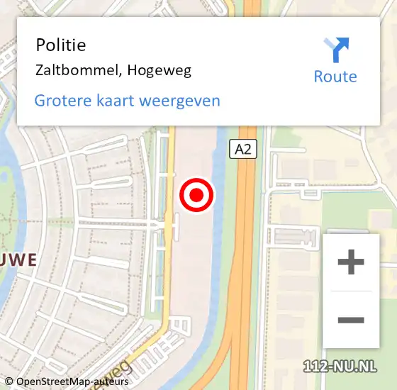 Locatie op kaart van de 112 melding: Politie Zaltbommel, Hogeweg op 28 juni 2023 13:17