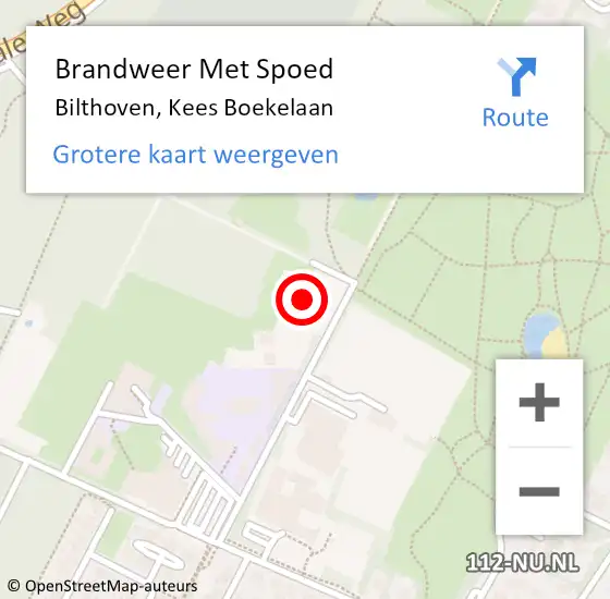 Locatie op kaart van de 112 melding: Brandweer Met Spoed Naar Bilthoven, Kees Boekelaan op 28 juni 2023 13:20