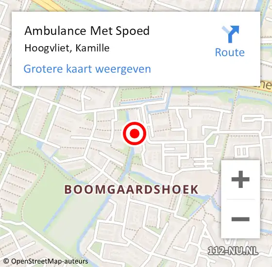 Locatie op kaart van de 112 melding: Ambulance Met Spoed Naar Hoogvliet, Kamille op 28 juni 2023 13:42