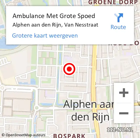 Locatie op kaart van de 112 melding: Ambulance Met Grote Spoed Naar Alphen aan den Rijn, Van Nesstraat op 28 juni 2023 14:03