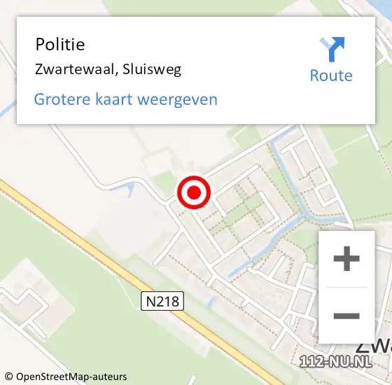 Locatie op kaart van de 112 melding: Politie Zwartewaal, Sluisweg op 28 juni 2023 14:09