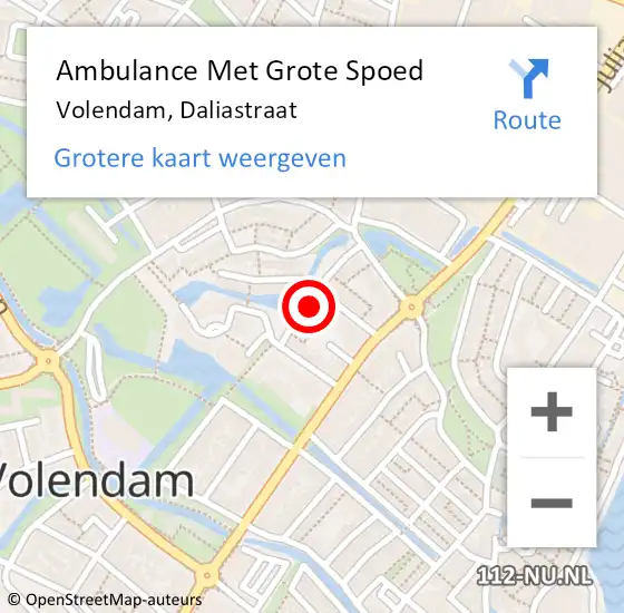 Locatie op kaart van de 112 melding: Ambulance Met Grote Spoed Naar Volendam, Daliastraat op 28 juni 2023 14:11