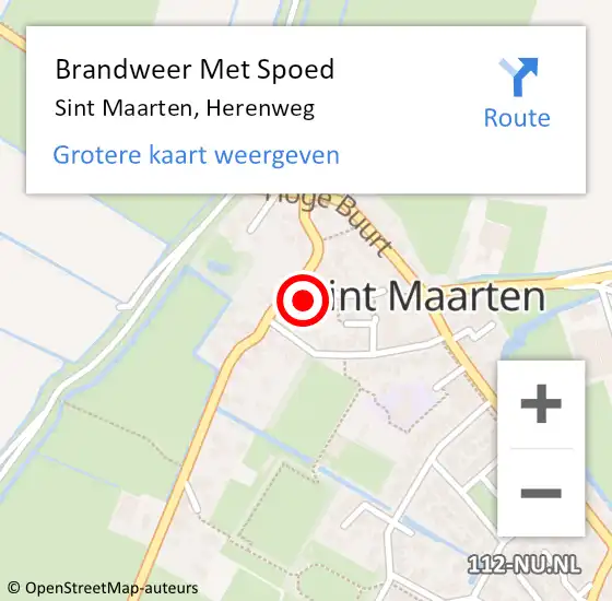 Locatie op kaart van de 112 melding: Brandweer Met Spoed Naar Sint Maarten, Herenweg op 28 juni 2023 14:12