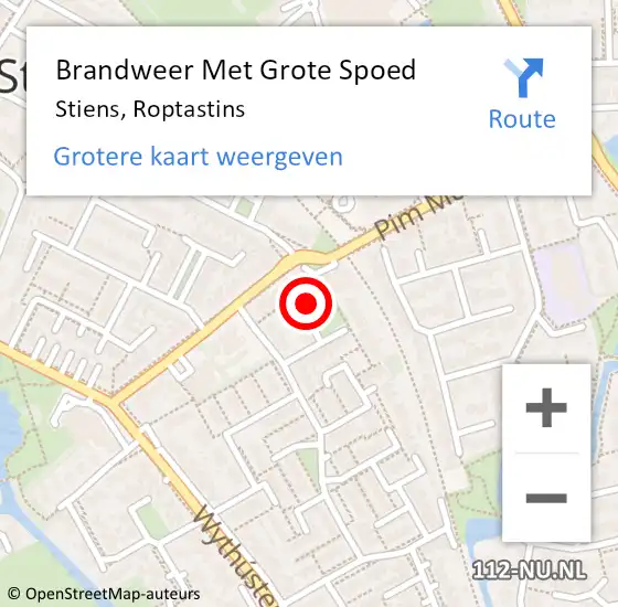 Locatie op kaart van de 112 melding: Brandweer Met Grote Spoed Naar Stiens, Roptastins op 28 juni 2023 14:17