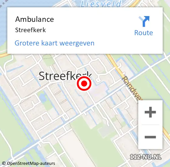 Locatie op kaart van de 112 melding: Ambulance Streefkerk op 28 juni 2023 14:53