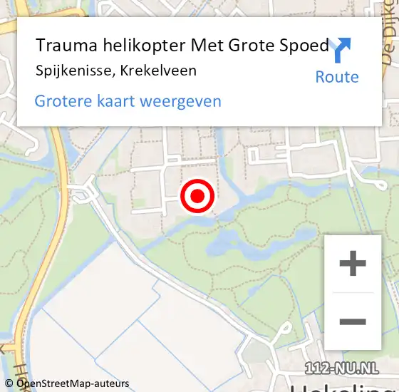 Locatie op kaart van de 112 melding: Trauma helikopter Met Grote Spoed Naar Spijkenisse, Krekelveen op 28 juni 2023 15:10