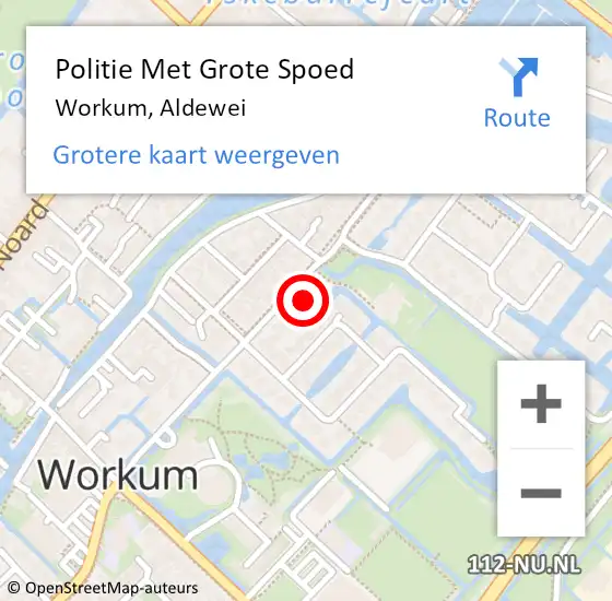 Locatie op kaart van de 112 melding: Politie Met Grote Spoed Naar Workum, Aldewei op 28 juni 2023 16:07