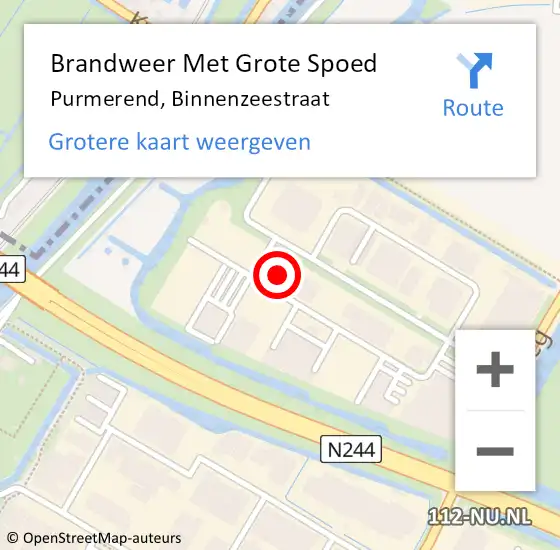 Locatie op kaart van de 112 melding: Brandweer Met Grote Spoed Naar Purmerend, Binnenzeestraat op 28 juni 2023 16:21