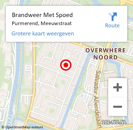 Locatie op kaart van de 112 melding: Brandweer Met Spoed Naar Purmerend, Meeuwstraat op 28 juni 2023 16:35