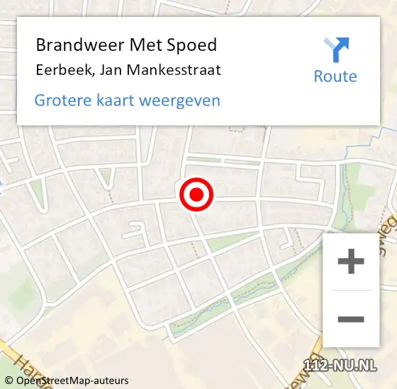 Locatie op kaart van de 112 melding: Brandweer Met Spoed Naar Eerbeek, Jan Mankesstraat op 28 juni 2023 16:43