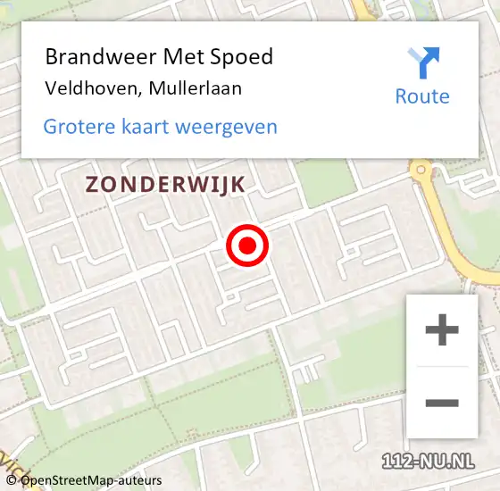 Locatie op kaart van de 112 melding: Brandweer Met Spoed Naar Veldhoven, Mullerlaan op 28 juni 2023 17:02