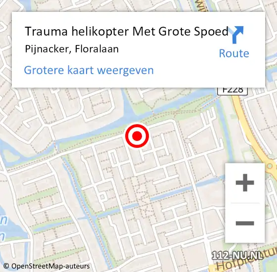 Locatie op kaart van de 112 melding: Trauma helikopter Met Grote Spoed Naar Pijnacker, Floralaan op 28 juni 2023 17:21