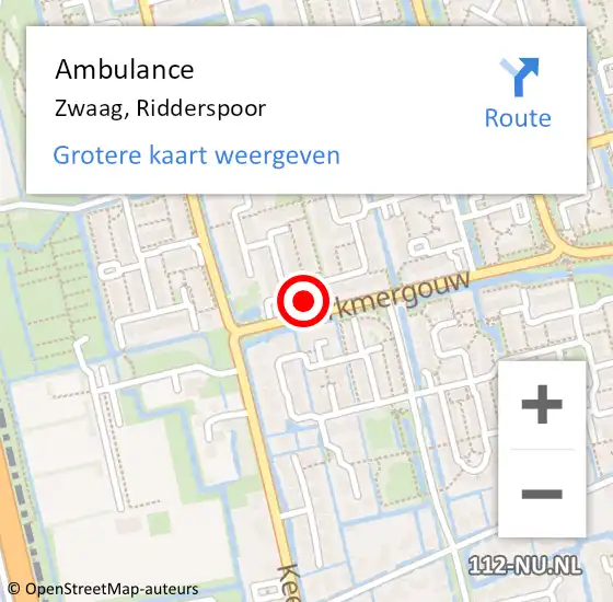 Locatie op kaart van de 112 melding: Ambulance Zwaag, Ridderspoor op 28 juni 2023 17:31