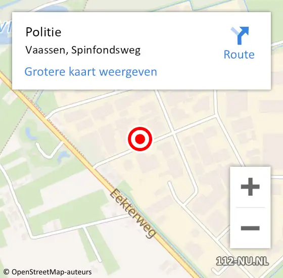 Locatie op kaart van de 112 melding: Politie Vaassen, Spinfondsweg op 28 juni 2023 17:49