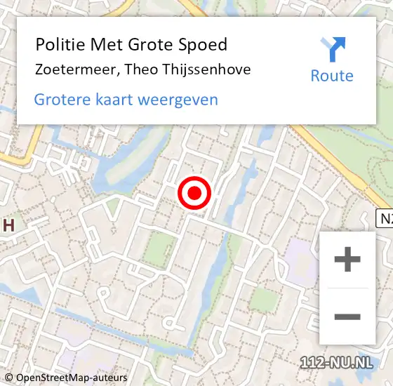 Locatie op kaart van de 112 melding: Politie Met Grote Spoed Naar Zoetermeer, Theo Thijssenhove op 28 juni 2023 18:13