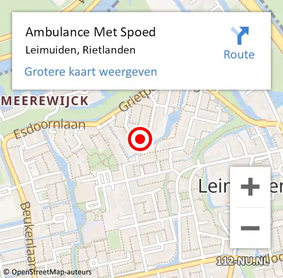 Locatie op kaart van de 112 melding: Ambulance Met Spoed Naar Leimuiden, Rietlanden op 28 juni 2023 18:23