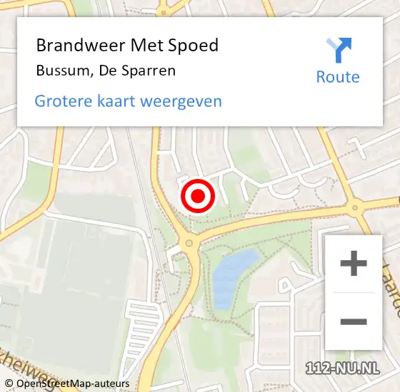 Locatie op kaart van de 112 melding: Brandweer Met Spoed Naar Bussum, De Sparren op 28 juni 2023 18:26