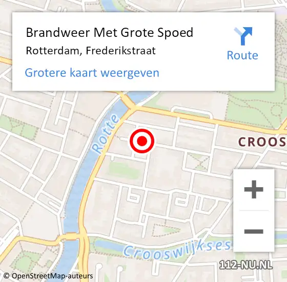 Locatie op kaart van de 112 melding: Brandweer Met Grote Spoed Naar Rotterdam, Frederikstraat op 28 juni 2023 18:31