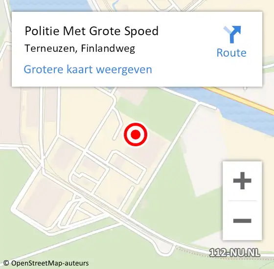 Locatie op kaart van de 112 melding: Politie Met Grote Spoed Naar Terneuzen, Finlandweg op 28 juni 2023 18:38