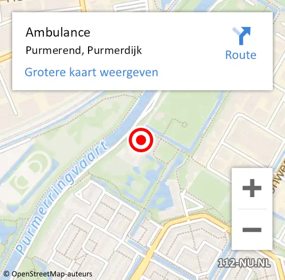 Locatie op kaart van de 112 melding: Ambulance Purmerend, Purmerdijk op 28 juni 2023 18:49