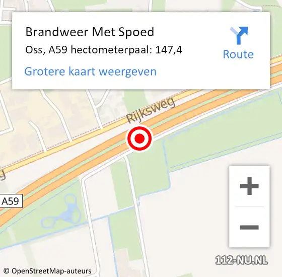 Locatie op kaart van de 112 melding: Brandweer Met Spoed Naar Oss, A59 hectometerpaal: 147,4 op 28 juni 2023 18:57