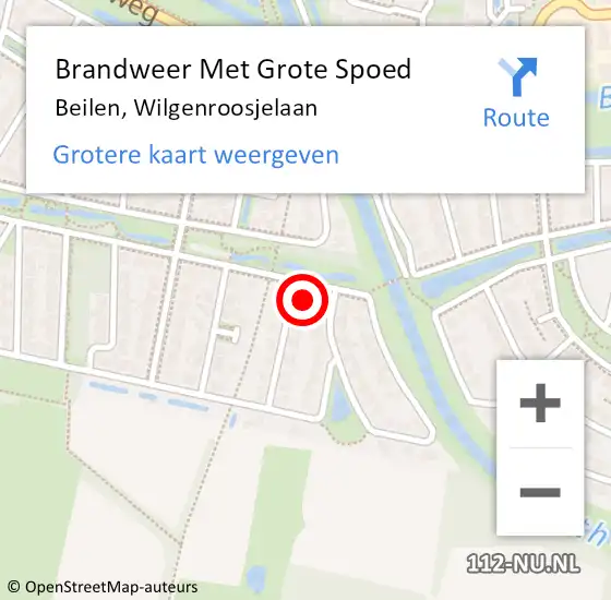 Locatie op kaart van de 112 melding: Brandweer Met Grote Spoed Naar Beilen, Wilgenroosjelaan op 28 juni 2023 19:38