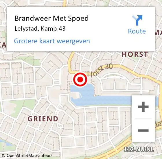 Locatie op kaart van de 112 melding: Brandweer Met Spoed Naar Lelystad, Kamp 43 op 28 juni 2023 20:00