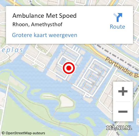 Locatie op kaart van de 112 melding: Ambulance Met Spoed Naar Rhoon, Amethysthof op 28 juni 2023 20:03