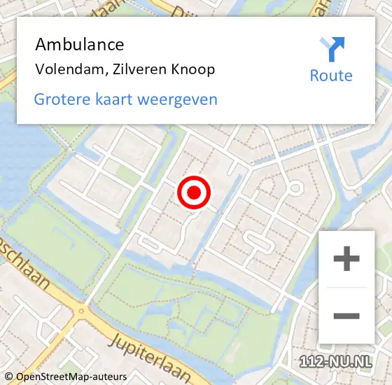 Locatie op kaart van de 112 melding: Ambulance Volendam, Zilveren Knoop op 28 juni 2023 20:08