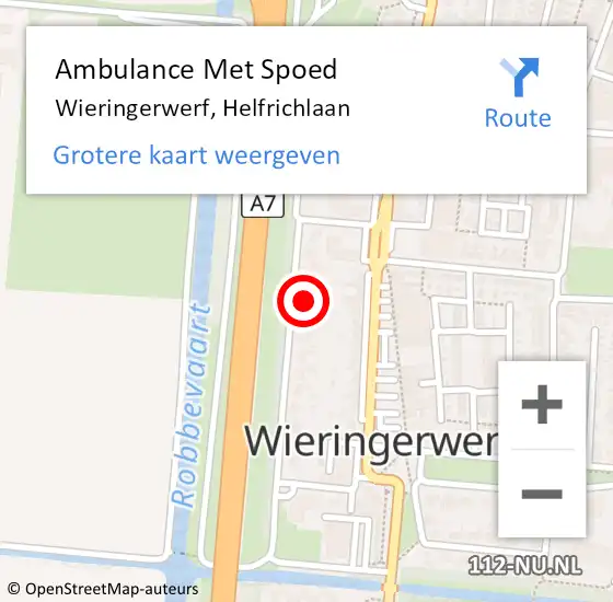 Locatie op kaart van de 112 melding: Ambulance Met Spoed Naar Wieringerwerf, Helfrichlaan op 28 juni 2023 20:12