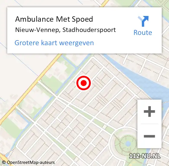 Locatie op kaart van de 112 melding: Ambulance Met Spoed Naar Nieuw-Vennep, Stadhouderspoort op 28 juni 2023 20:18