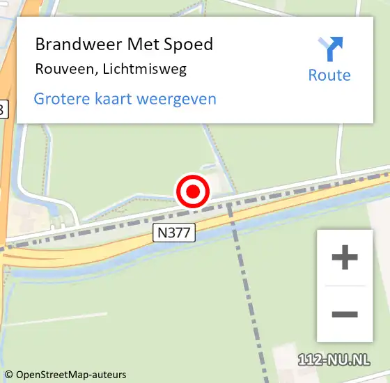 Locatie op kaart van de 112 melding: Brandweer Met Spoed Naar Rouveen, Lichtmisweg op 28 juni 2023 20:35