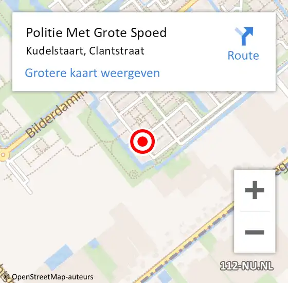 Locatie op kaart van de 112 melding: Politie Met Grote Spoed Naar Kudelstaart, Clantstraat op 28 juni 2023 20:51