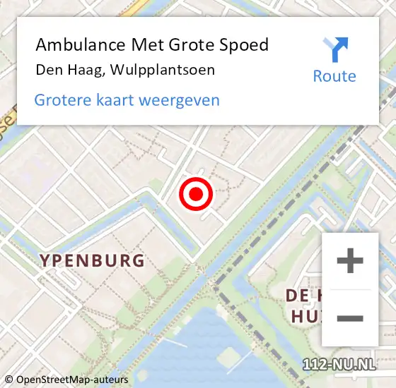 Locatie op kaart van de 112 melding: Ambulance Met Grote Spoed Naar Den Haag, Wulpplantsoen op 28 juni 2023 20:52