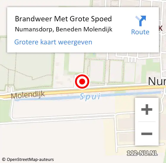 Locatie op kaart van de 112 melding: Brandweer Met Grote Spoed Naar Numansdorp, Beneden Molendijk op 28 juni 2023 20:56