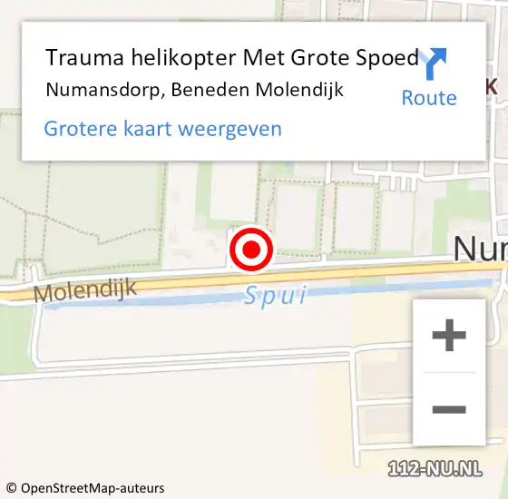 Locatie op kaart van de 112 melding: Trauma helikopter Met Grote Spoed Naar Numansdorp, Beneden Molendijk op 28 juni 2023 20:57